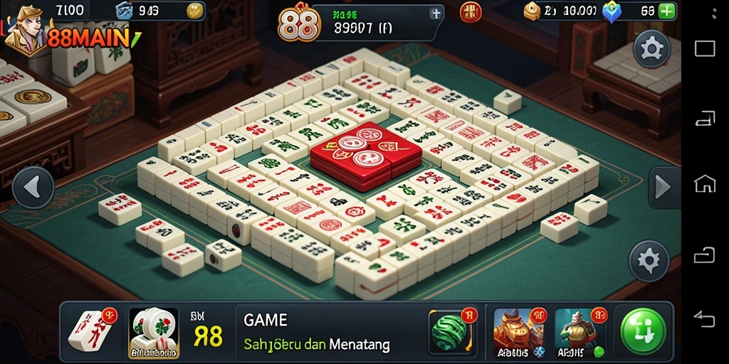 Screenshot utama 88MAIN menampilkan gameplay Mahjong yang menarik dan interaktif.