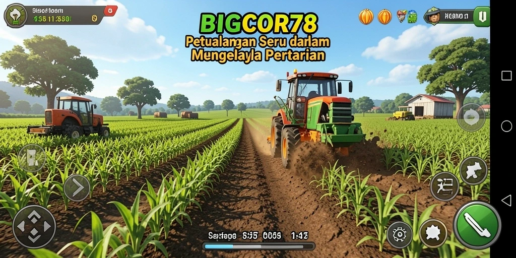 Tampilan gameplay menarik dari BIGCOR78 yang menunjukkan aktivitas berkebun.
