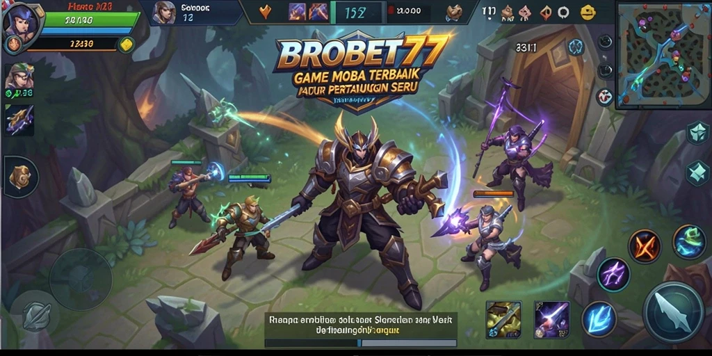 Gambar tampilan gameplay seru dalam BROBET77, menampilkan pertarungan epik antar tim.