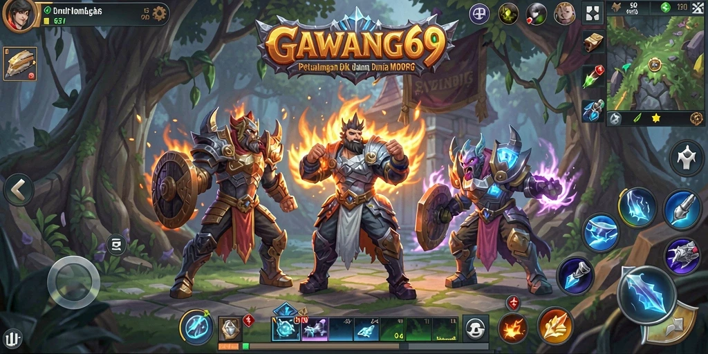 Tangkapan layar gameplay GAWANG69 menunjukkan pertempuran seru dalam dunia MMORPG.