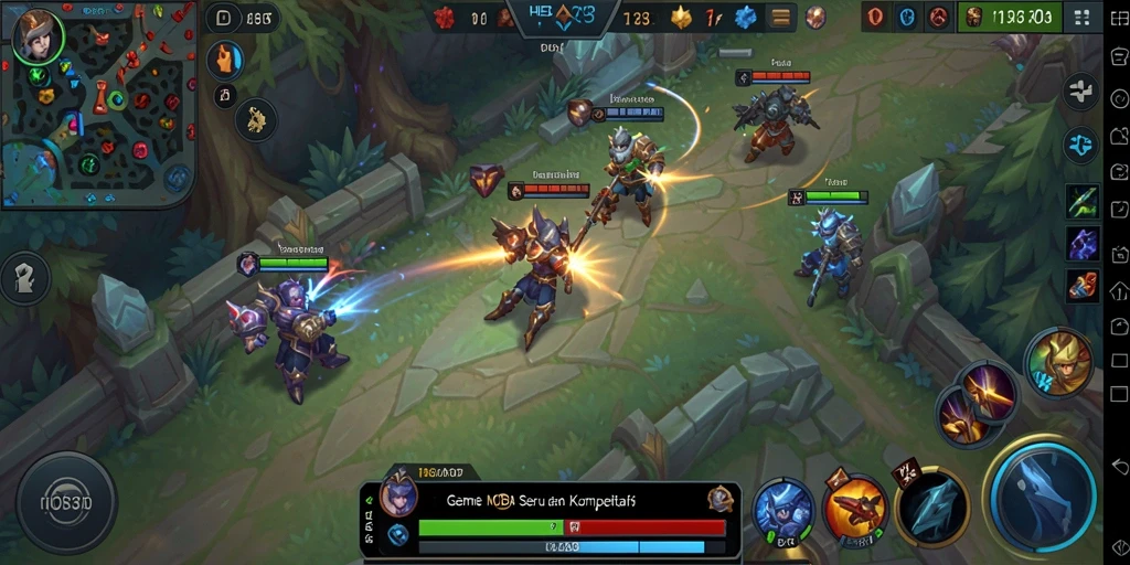 Screenshot gameplay HEBAT303 menunjukkan aksi seru di arena MOBA.