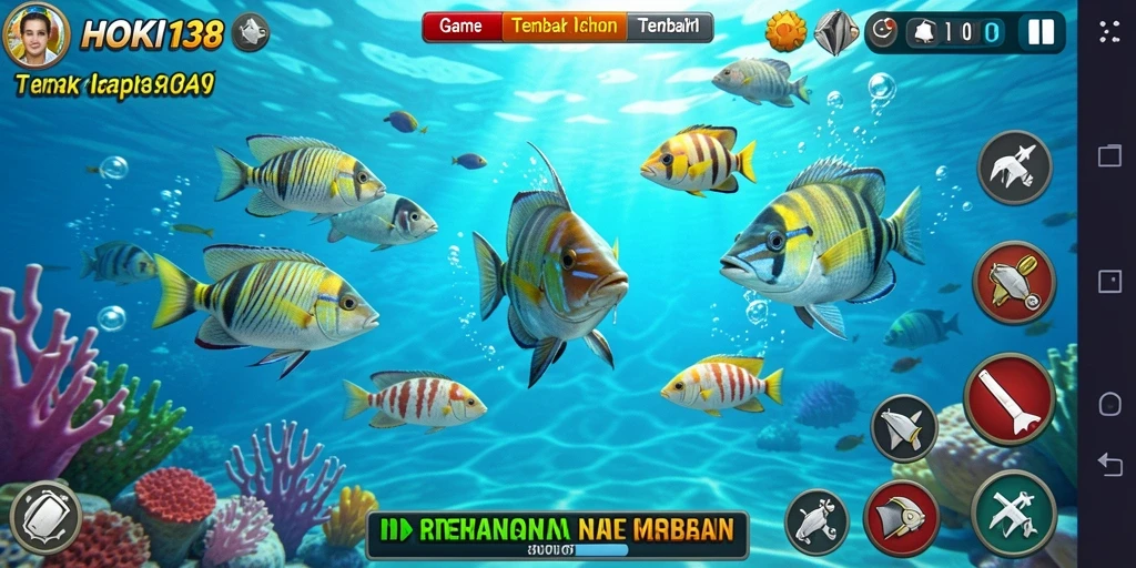 Tangkapan layar menunjukkan momen seru saat berburu ikan.