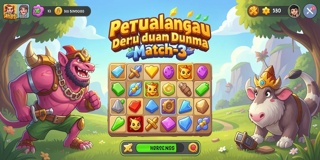 Tampilan gameplay seru dalam permainan Match-3 HR89.