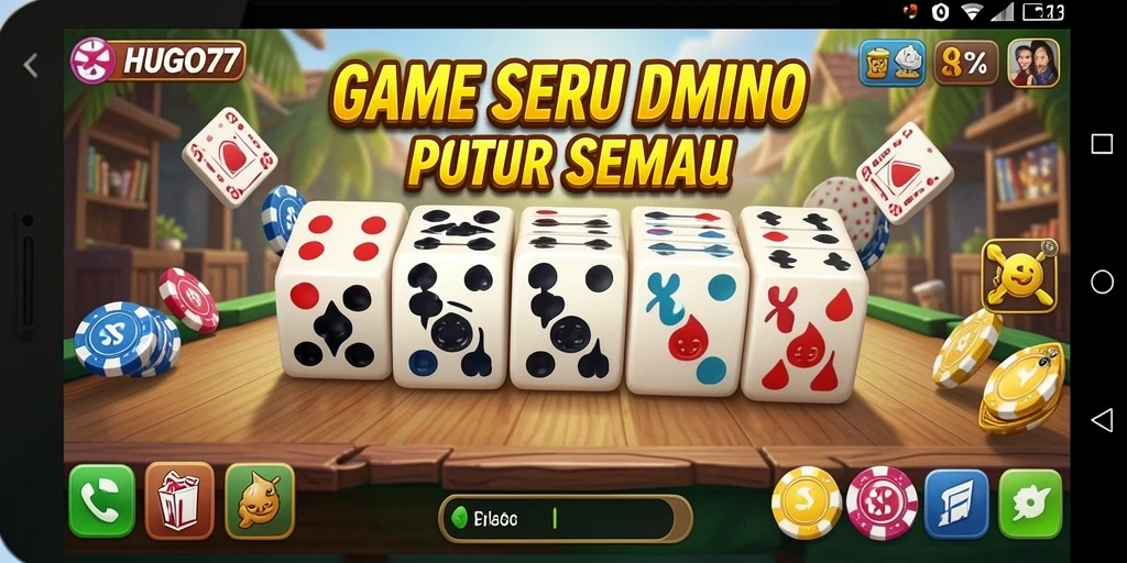 Screenshot HUGO77 menampilkan gameplay seru Domino.