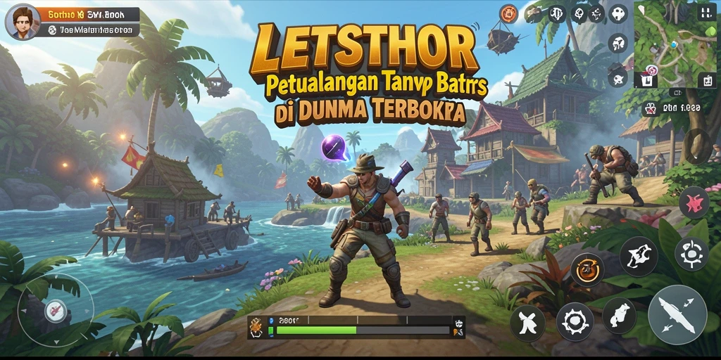 Tampilan gameplay LETSTHOR yang menakjubkan dalam dunia terbuka.
