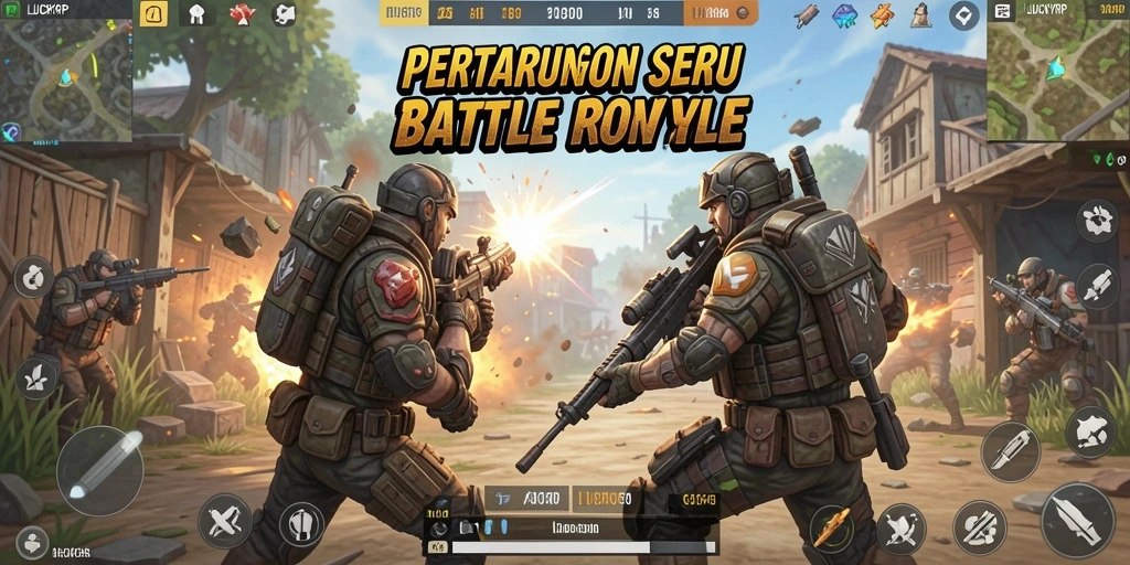 Tangkapan layar menunjukkan aksi seru gameplay Battle Royale.