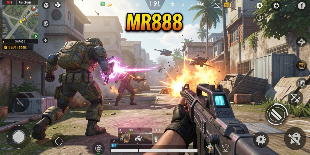 Tampilan gameplay MR888 menampilkan aksi tembak-menembak yang seru.