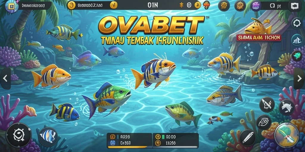 Gameplay seru OVABET dengan berbagai ikan yang menunggu untuk ditembak.