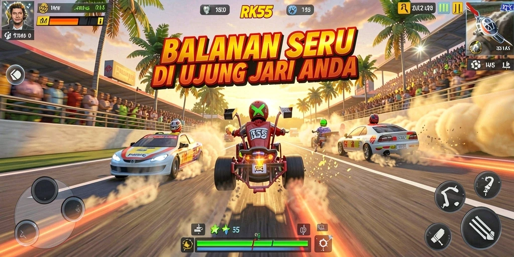 Gameplay balap yang seru dan mendebarkan di RK55.