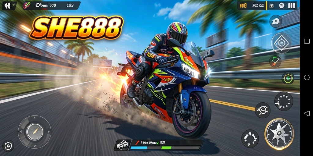 Tampilan gameplay balapan motor yang cepat dan menegangkan.