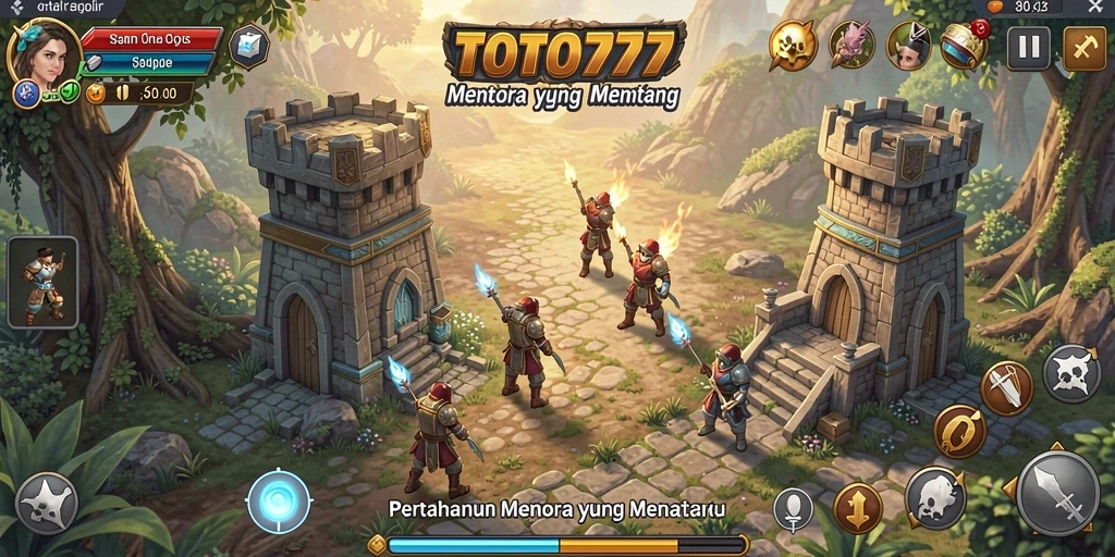Screenshot TOTO777 menampilkan aksi seru dalam Tower Defense.