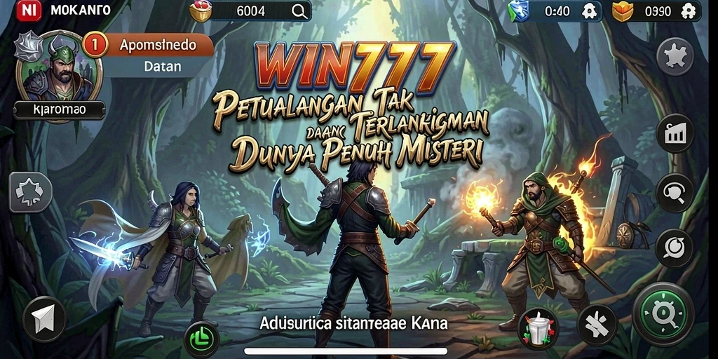 Tampilan utama WIN777 yang menggambarkan aksi petualangan yang mendebarkan.