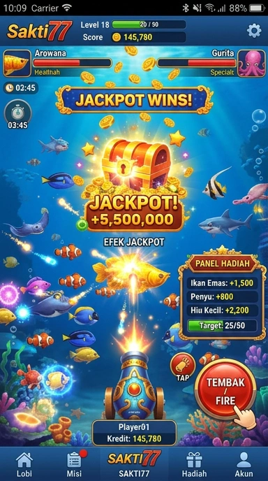 Tampilan antarmuka pengguna sakti77 yang ramah dan menarik.